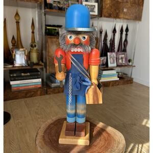 Vintage Holzkunst Christian Ulbricht Nutcracker Handyman With Tool Box 15"H